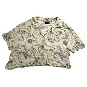 Thrills Button Front Crop Top in Cream Marble